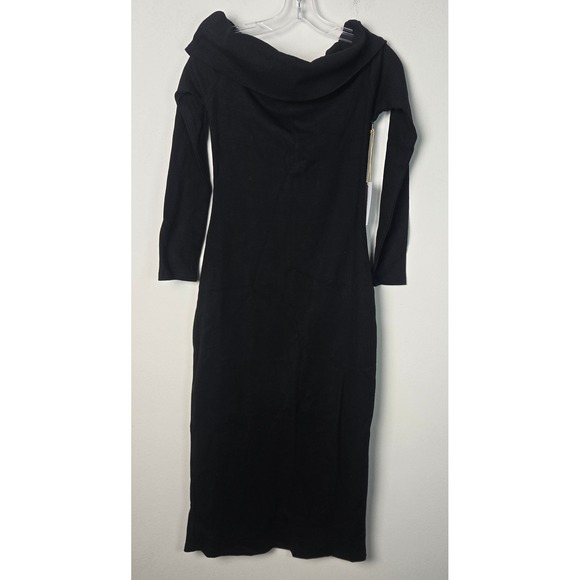 Backyard Roses Black Delilah Sweater Dress Off Shoulder Long Sleeve Med Ribbed‎ - Picture 2 of 10